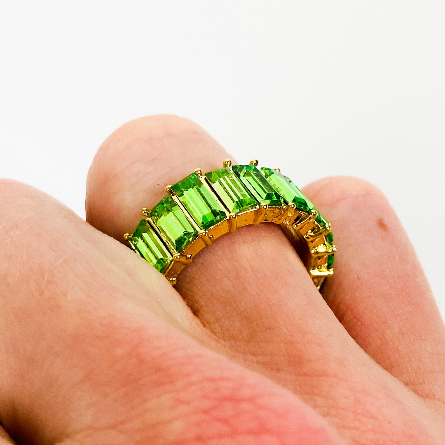 Retro Vintage Gem Ring Gold Green