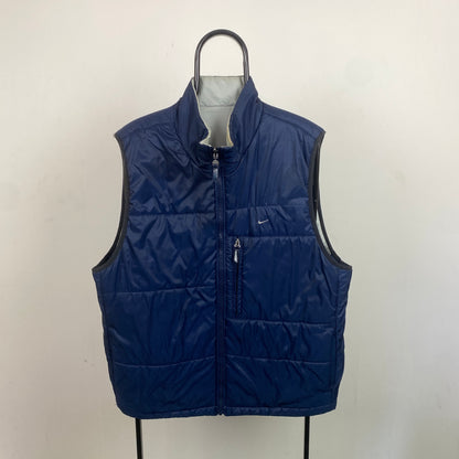 00s Nike Reversible Puffer Gilet Jacket Black Blue XL