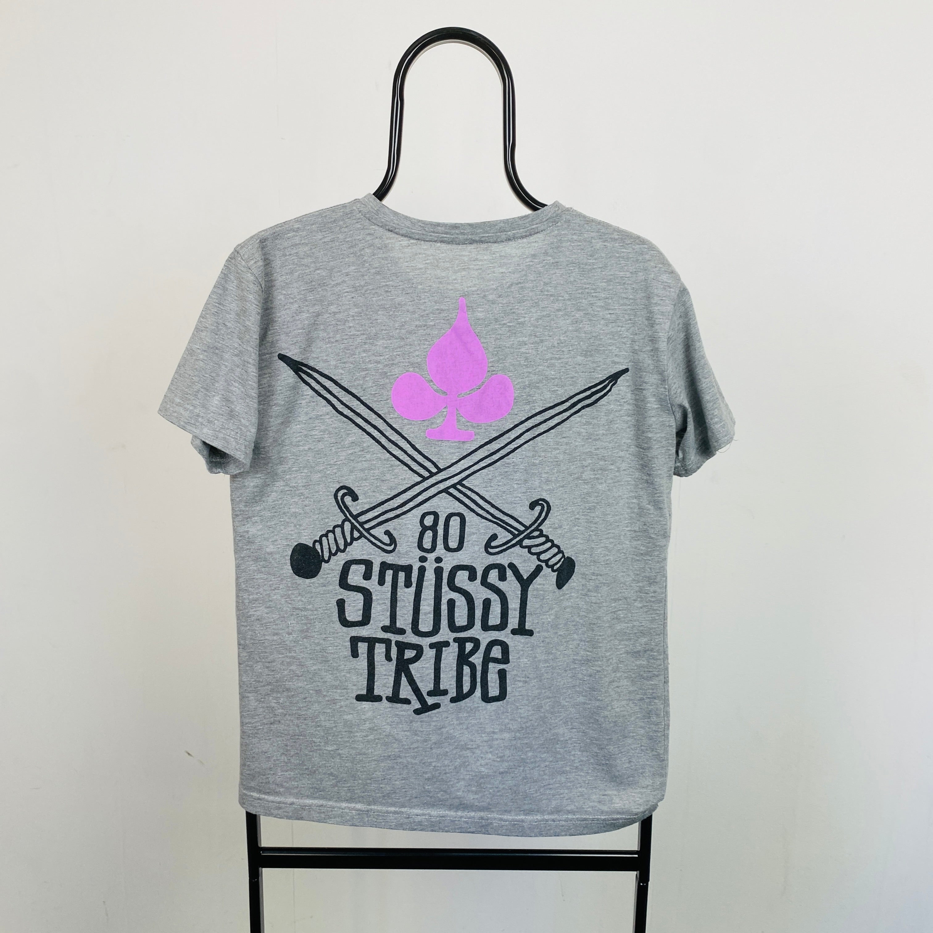 Retro 00s Stussy T-Shirt Grey Small