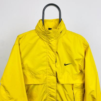 90s Nike Packable Waterproof Coat Jacket Yellow Small