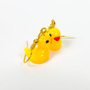 Vintage Retro Duck Earrings Gold