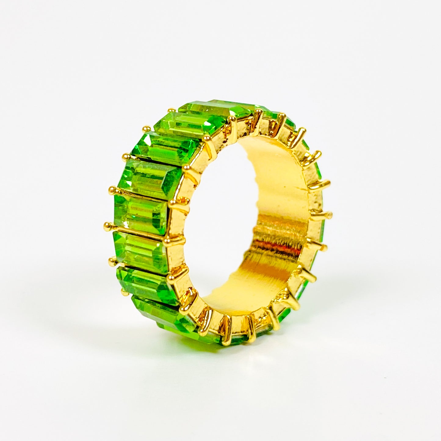 Retro Vintage Gem Ring Gold Green