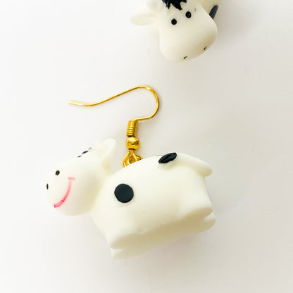 Vintage Retro Cow Earrings Gold