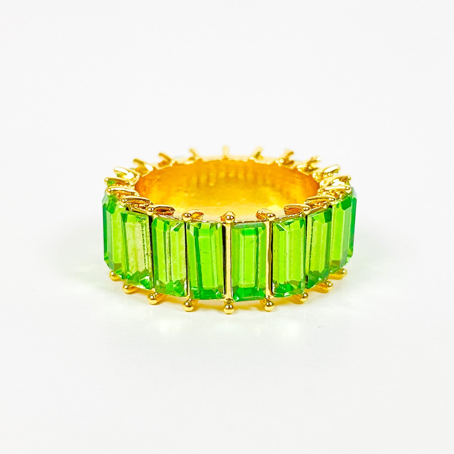 Retro Vintage Gem Ring Gold Green