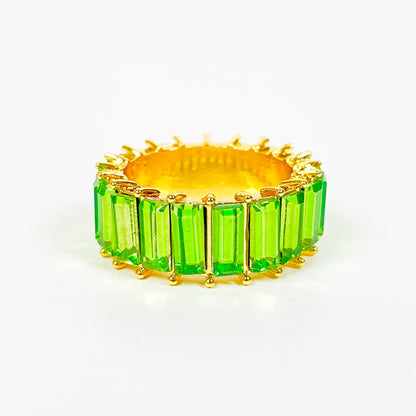 Retro Vintage Gem Ring Gold Green