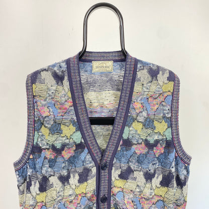 Retro Floral Sweater Vest Sweatshirt Purple XL