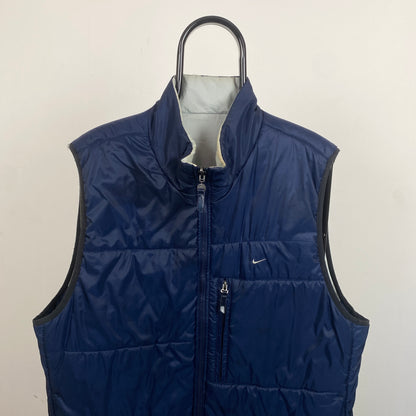 00s Nike Reversible Puffer Gilet Jacket Black Blue XL