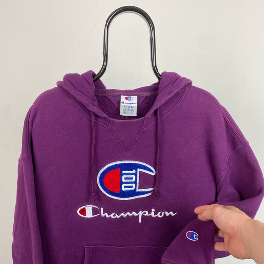 Retro Champion Hoodie Purple XL