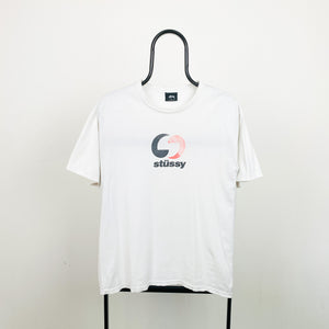 Retro 00s Stussy T-Shirt White Medium