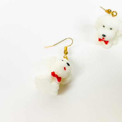 Vintage Retro Dog Earrings Gold