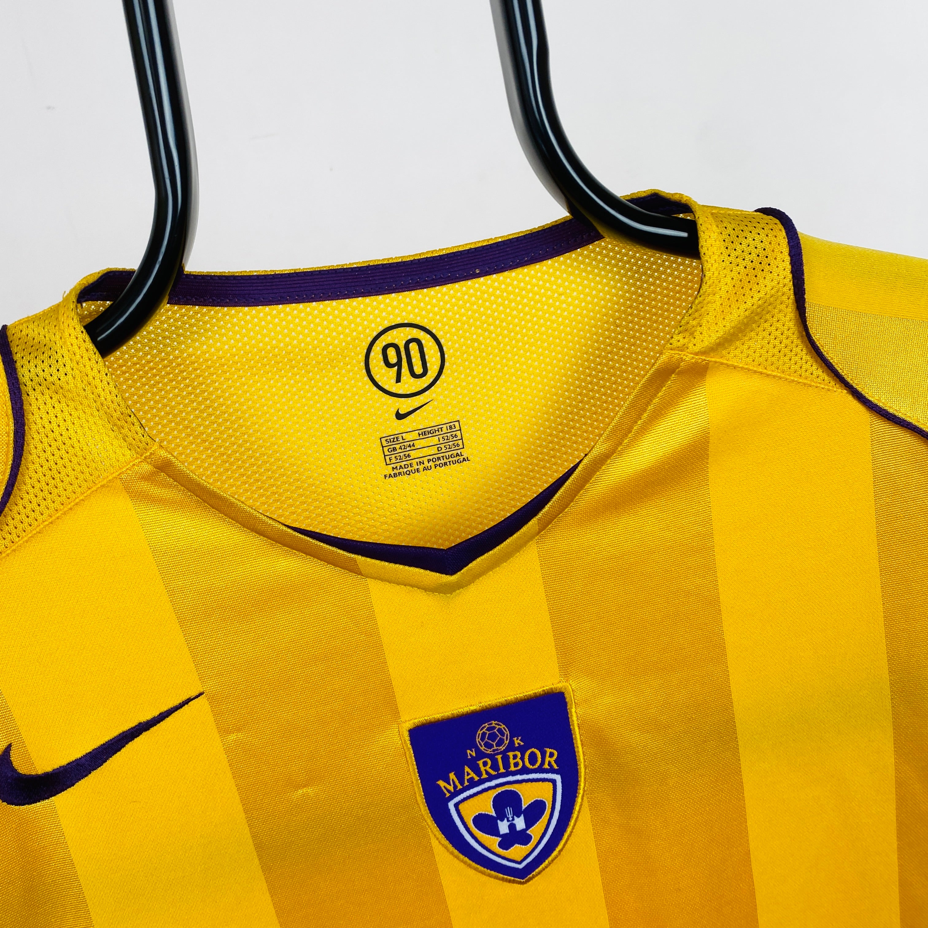 00s Nike NK Maribor Football Shirt T-Shirt Yellow Large