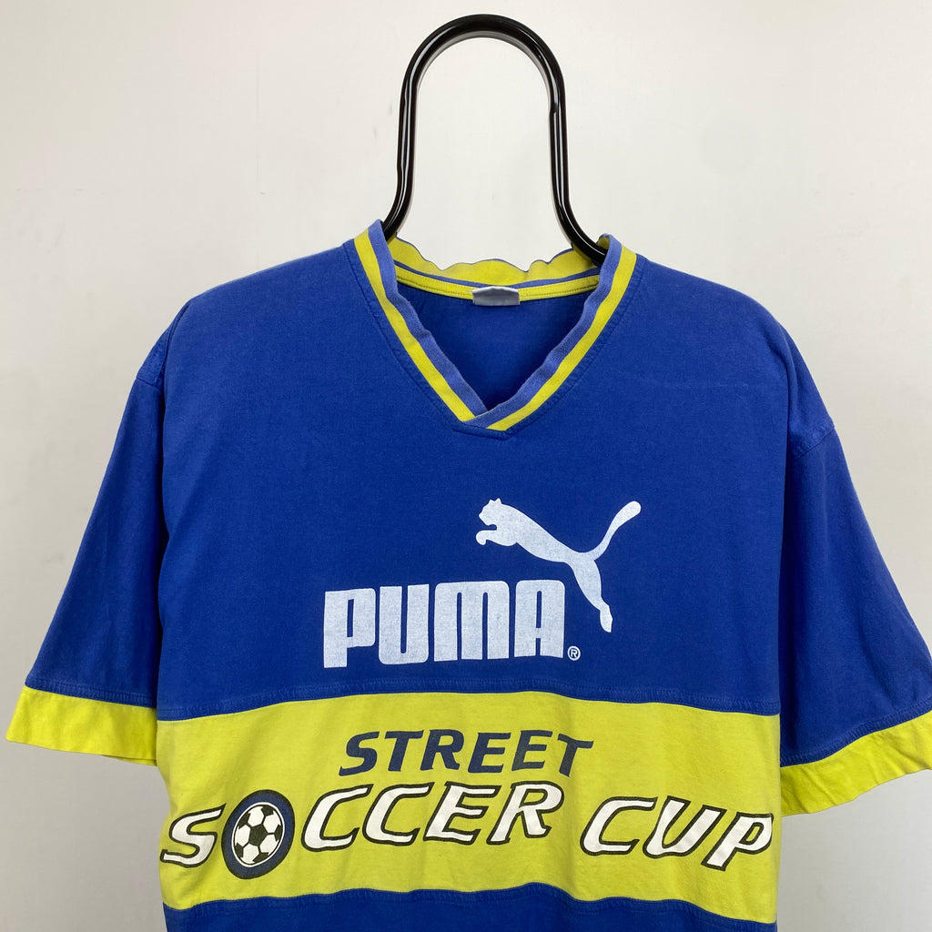 Retro Puma Football Shirt T-Shirt Blue XL