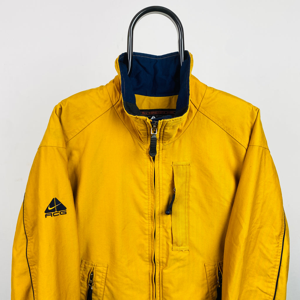 90s Nike ACG Waterproof Coat Jacket Yellow Small