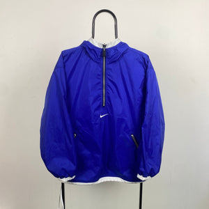 90s Nike Reversible Windbreaker Hoodie Jacket Blue Medium