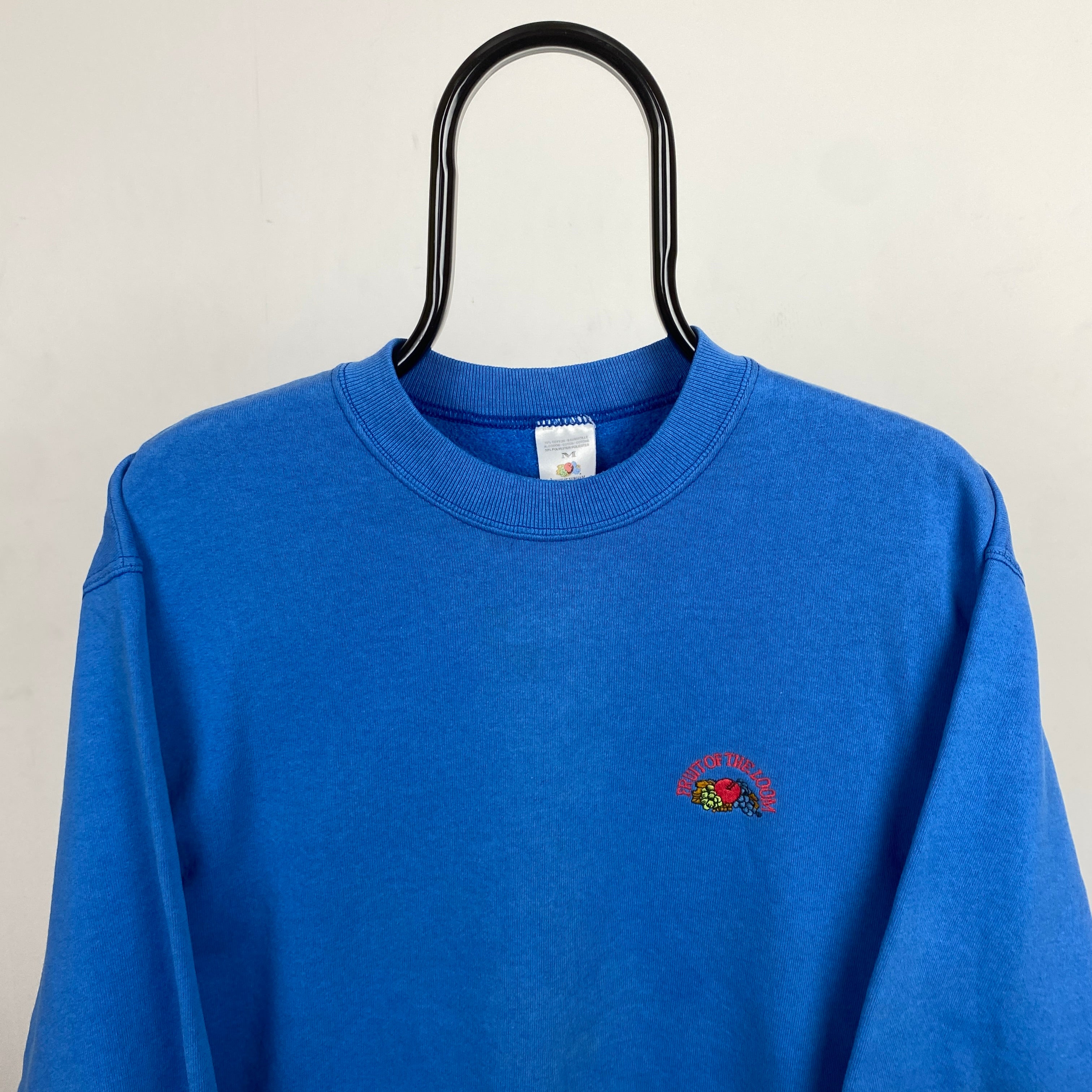 Retro Fruit of the Loom Sweatshirt Blue Medium