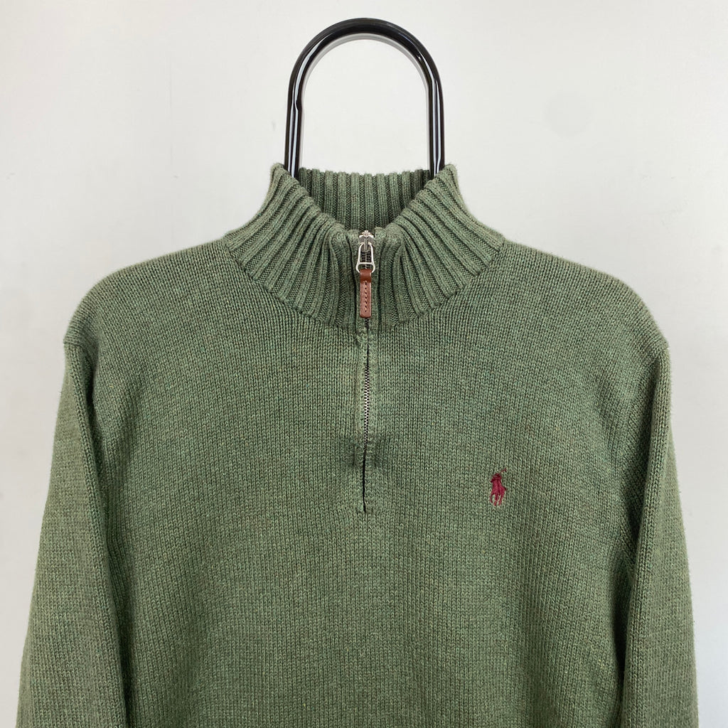 Retro Polo Ralph Lauren Knit Sweatshirt Green Large