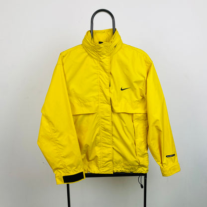 90s Nike Packable Waterproof Coat Jacket Yellow Small