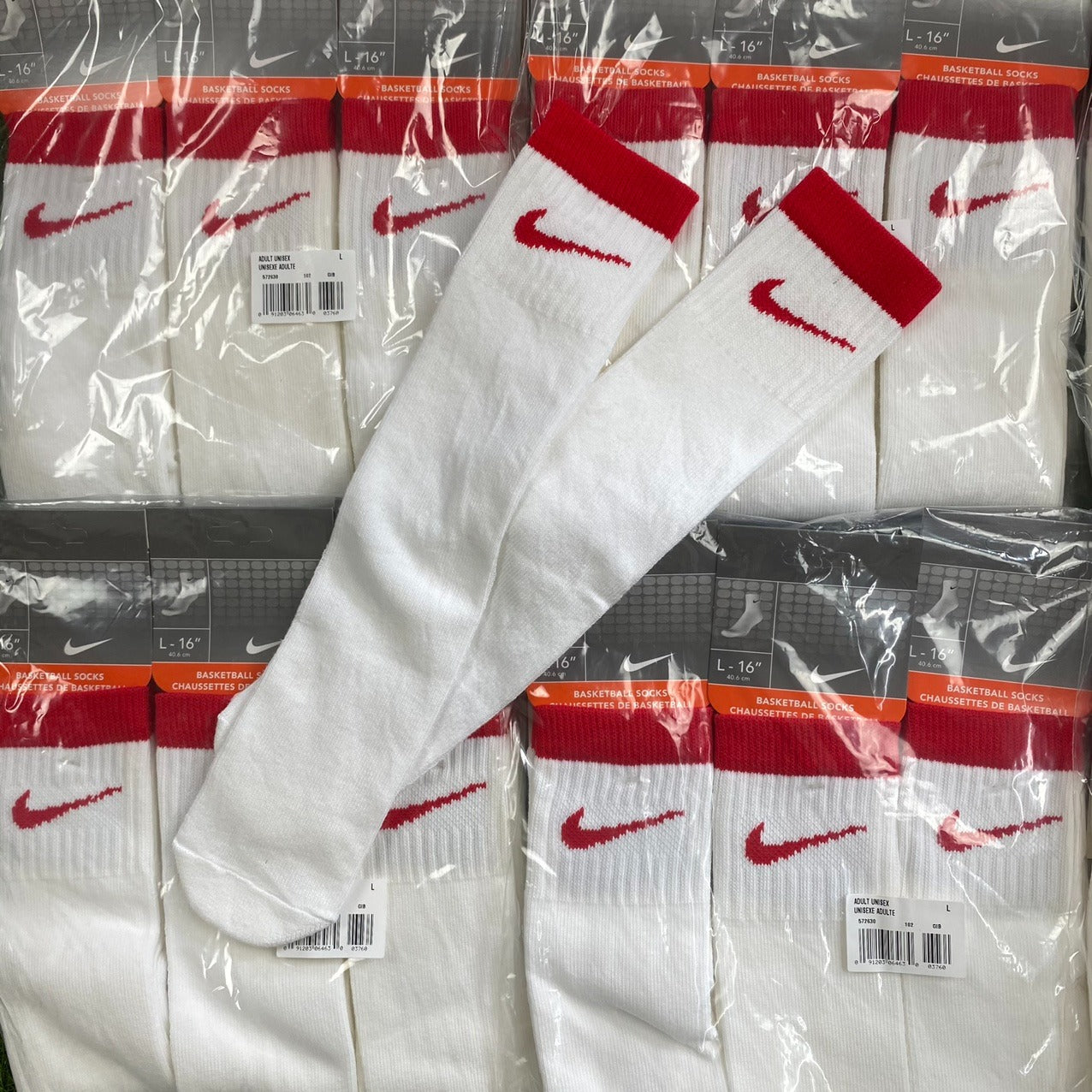 Vintage Nike Basketball Socks White Red