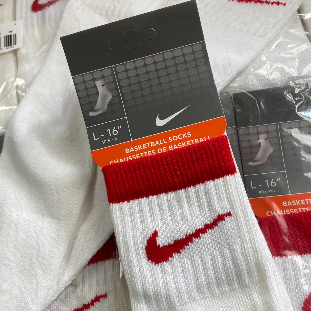 Vintage Nike Basketball Socks White Red