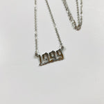 1999 Birth Year Necklace Chain Silver