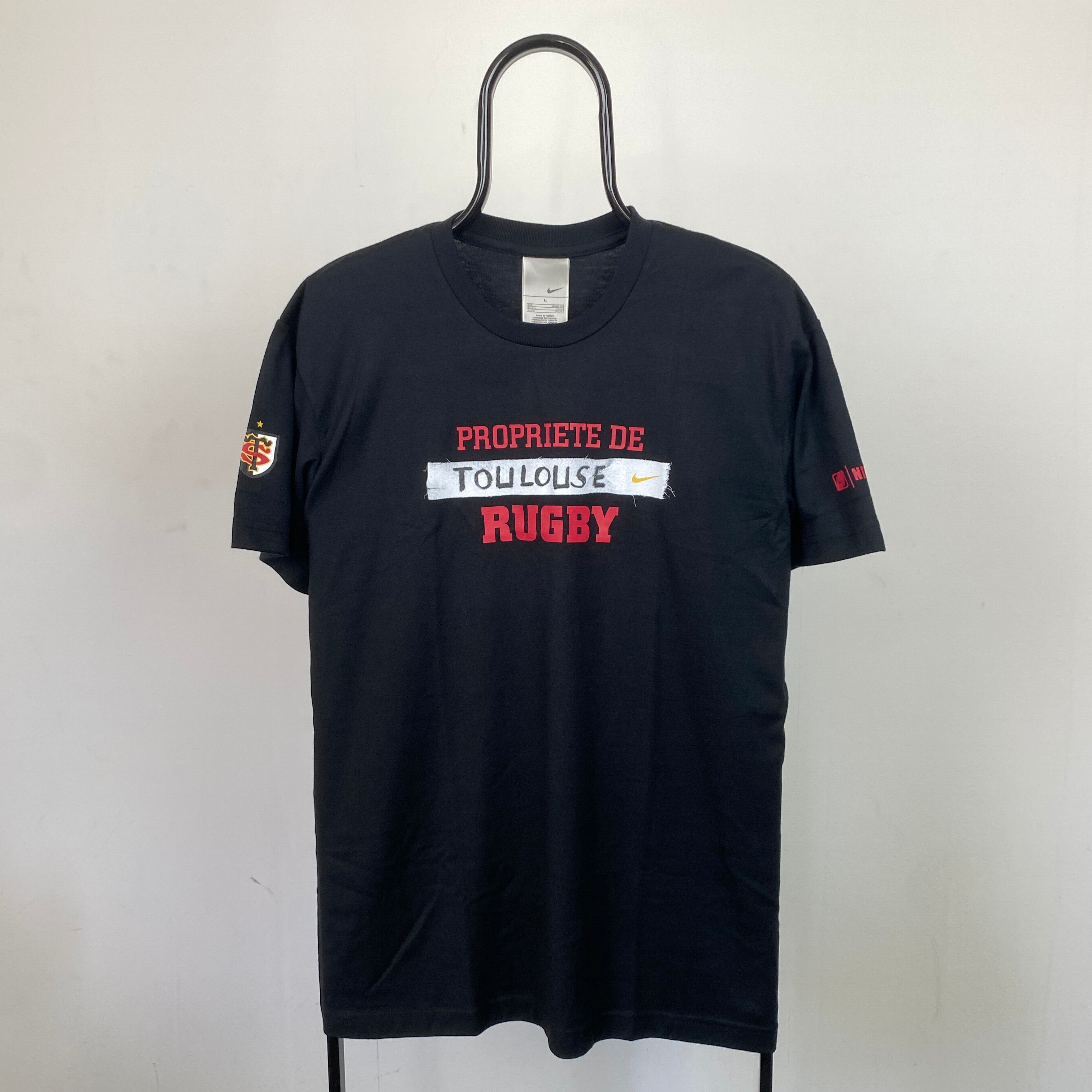 00s Nike Toulouse Rugby T-Shirt Black Medium