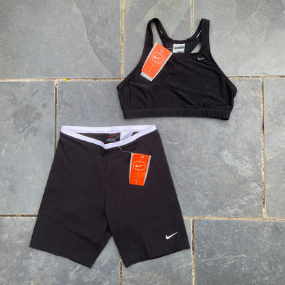 90s Nike Loungewear Bra And Shorts Black Small/Medium