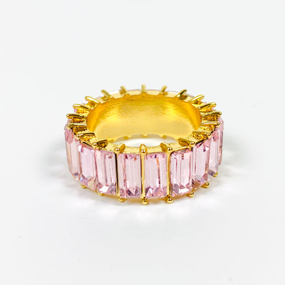 Retro Vintage Gem Ring Gold Pink