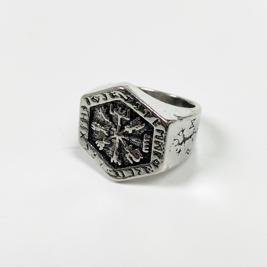 Retro Vintage Aztec Signet Ring Silver
