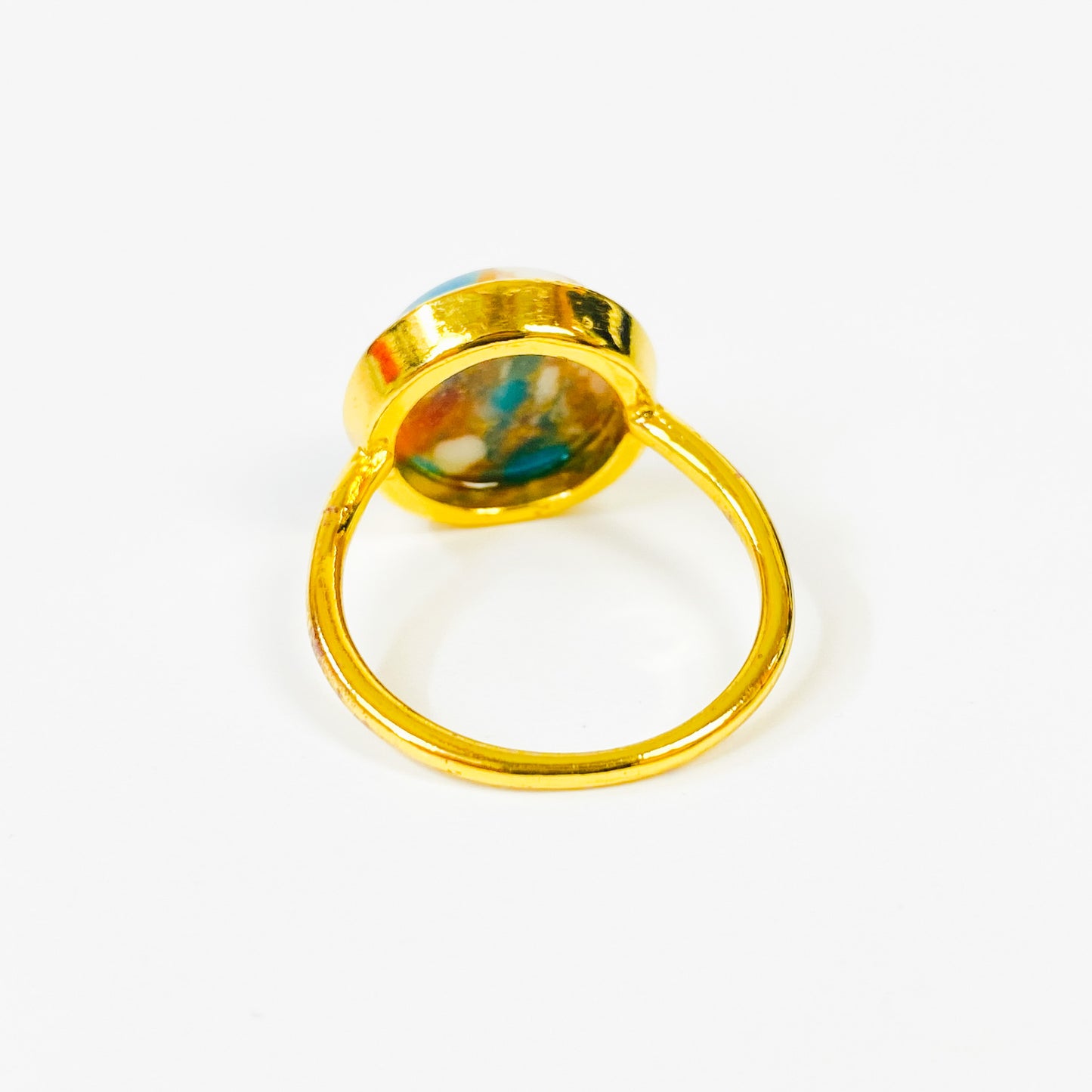 Retro Vintage Polished Stone Ring Gold