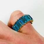 Retro Vintage Gem Ring Gold Blue