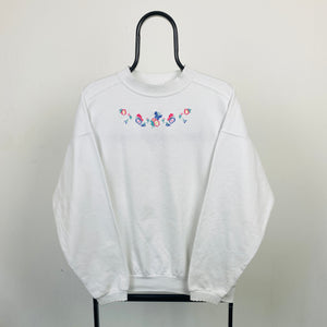 Retro Flower Sweatshirt White Large