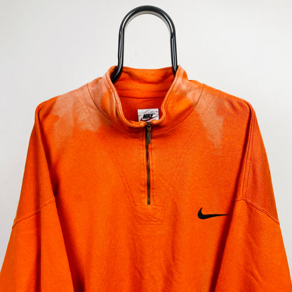 90s Nike 1/4 Zip Sweatshirt Orange XXL