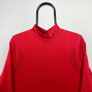 Vintage Nike Pro Mock Neck Sweatshirt Red Medium