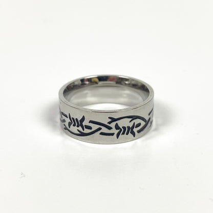 Retro Barbed Wire Ring Silver