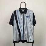 90s Nike Basketball Shiny Nylon Polo T-Shirt Grey Small