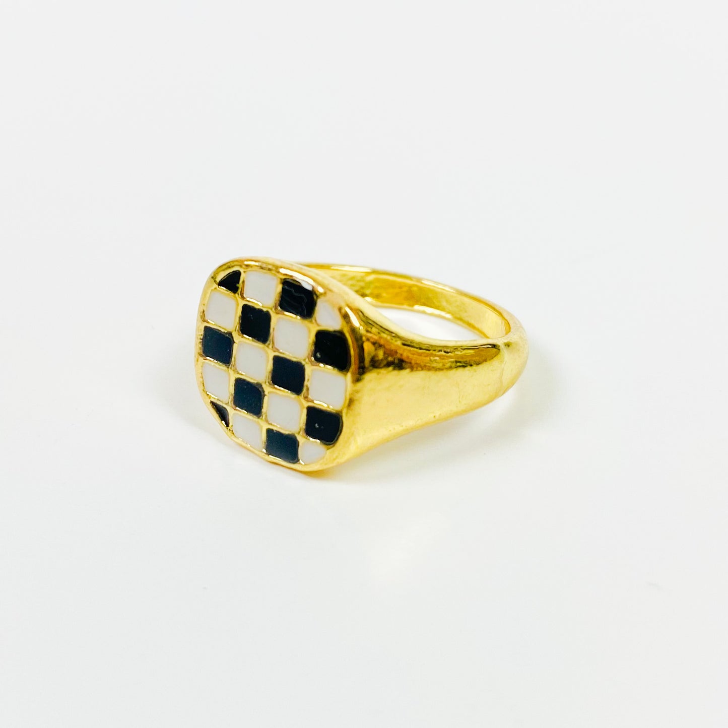 Vintage Block Signet Ring Gold Black