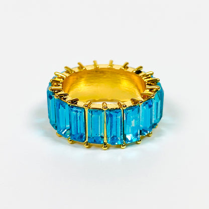 Retro Vintage Gem Ring Gold Blue