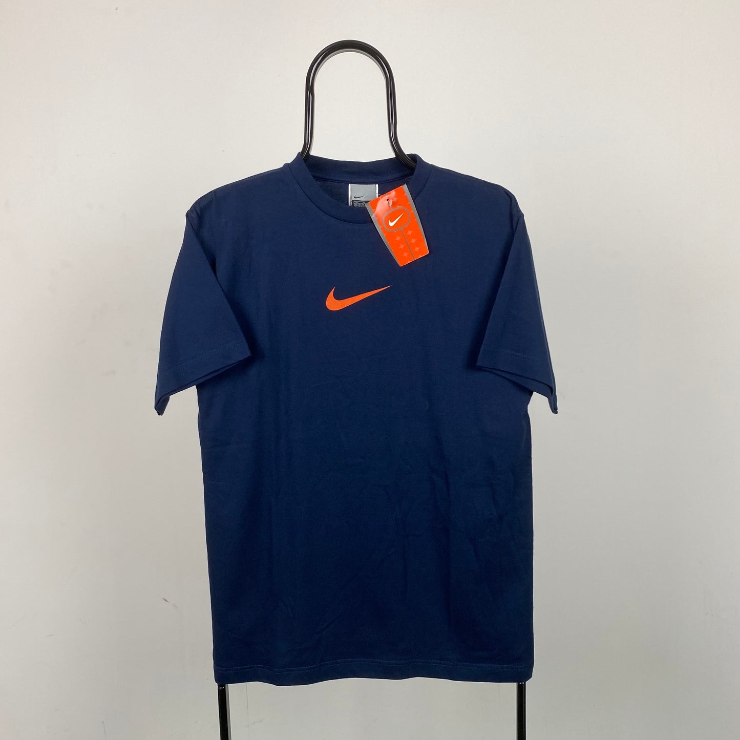 Vintage Nike Centre Swoosh T-Shirt Blue Small