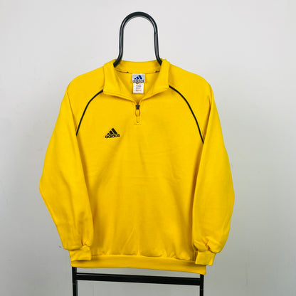 90s Adidas 1/4 Zip Sweatshirt Yellow XS