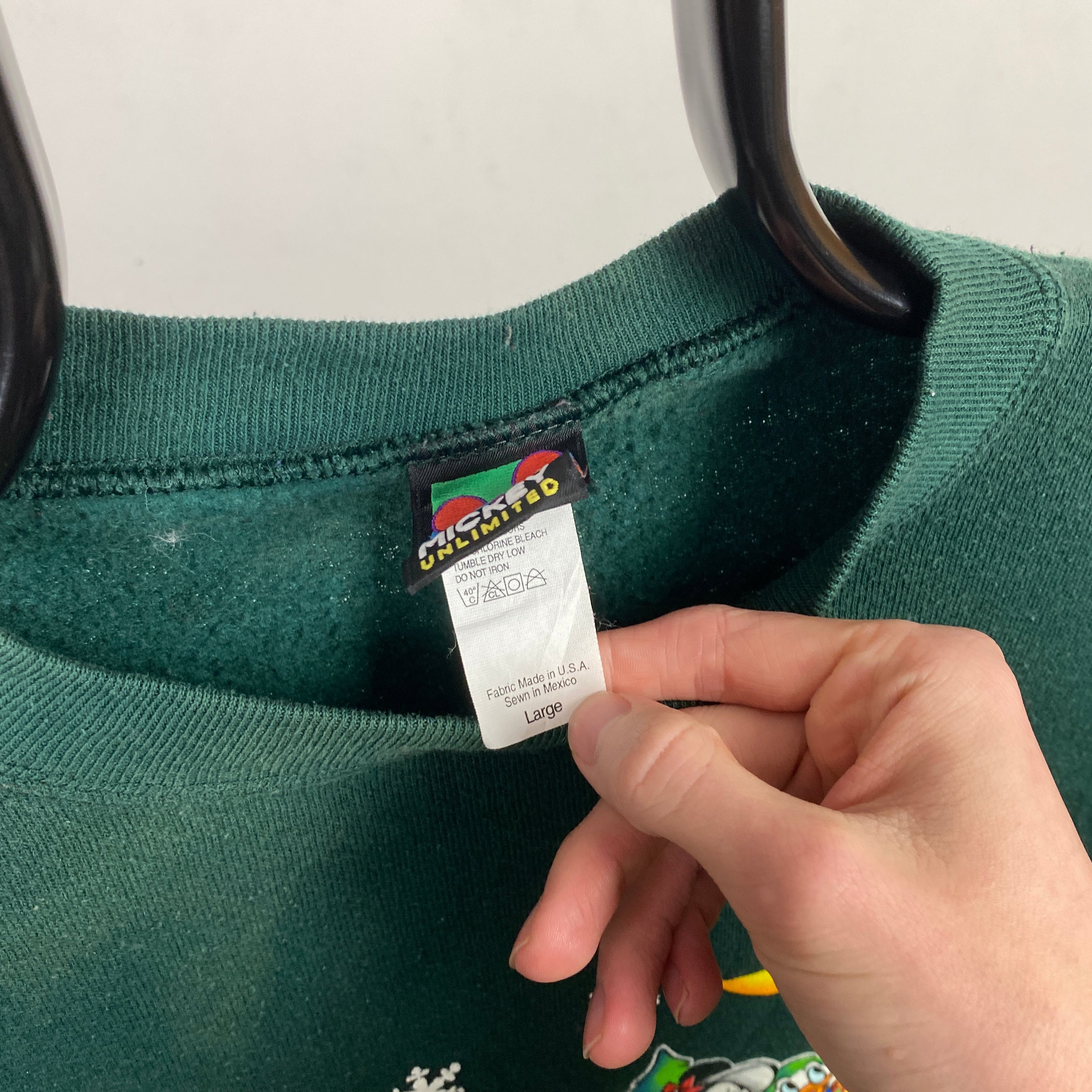 Retro Disney Christmas Sweatshirt Green Large