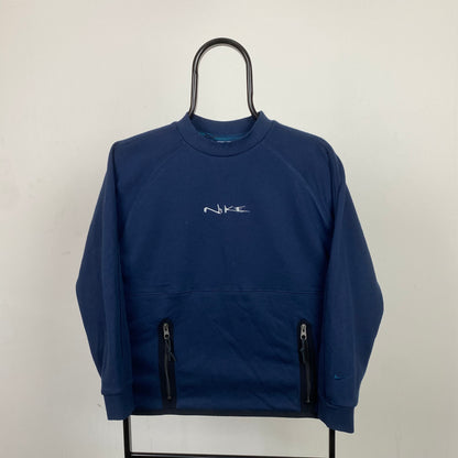 00s Nike Script Sweatshirt Blue XS