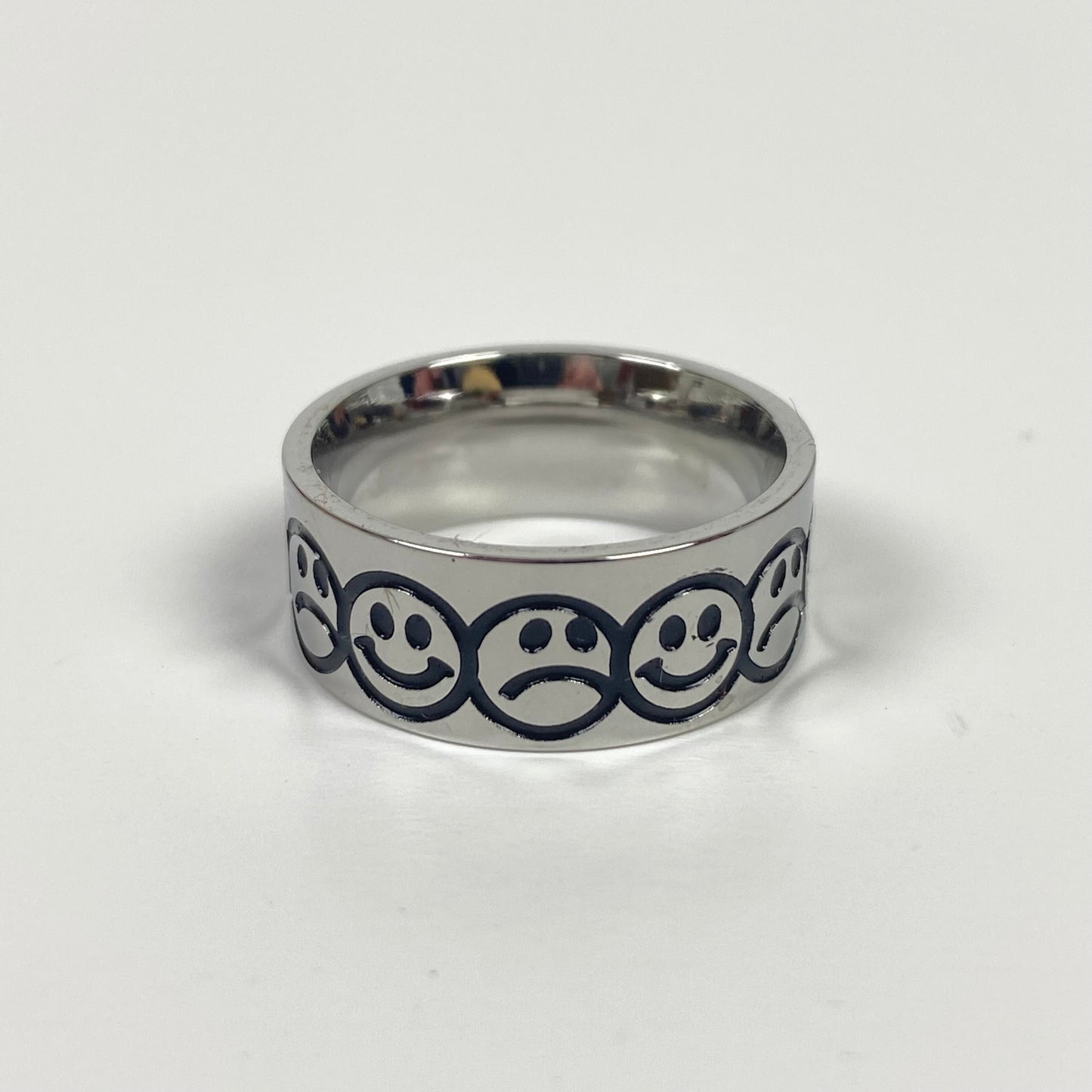 Retro Happy Sad Ring .925 Silver