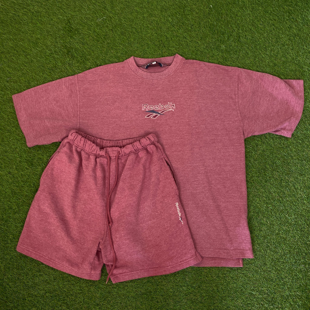 Retro Reebok T-Shirt & Shorts Set Red Large