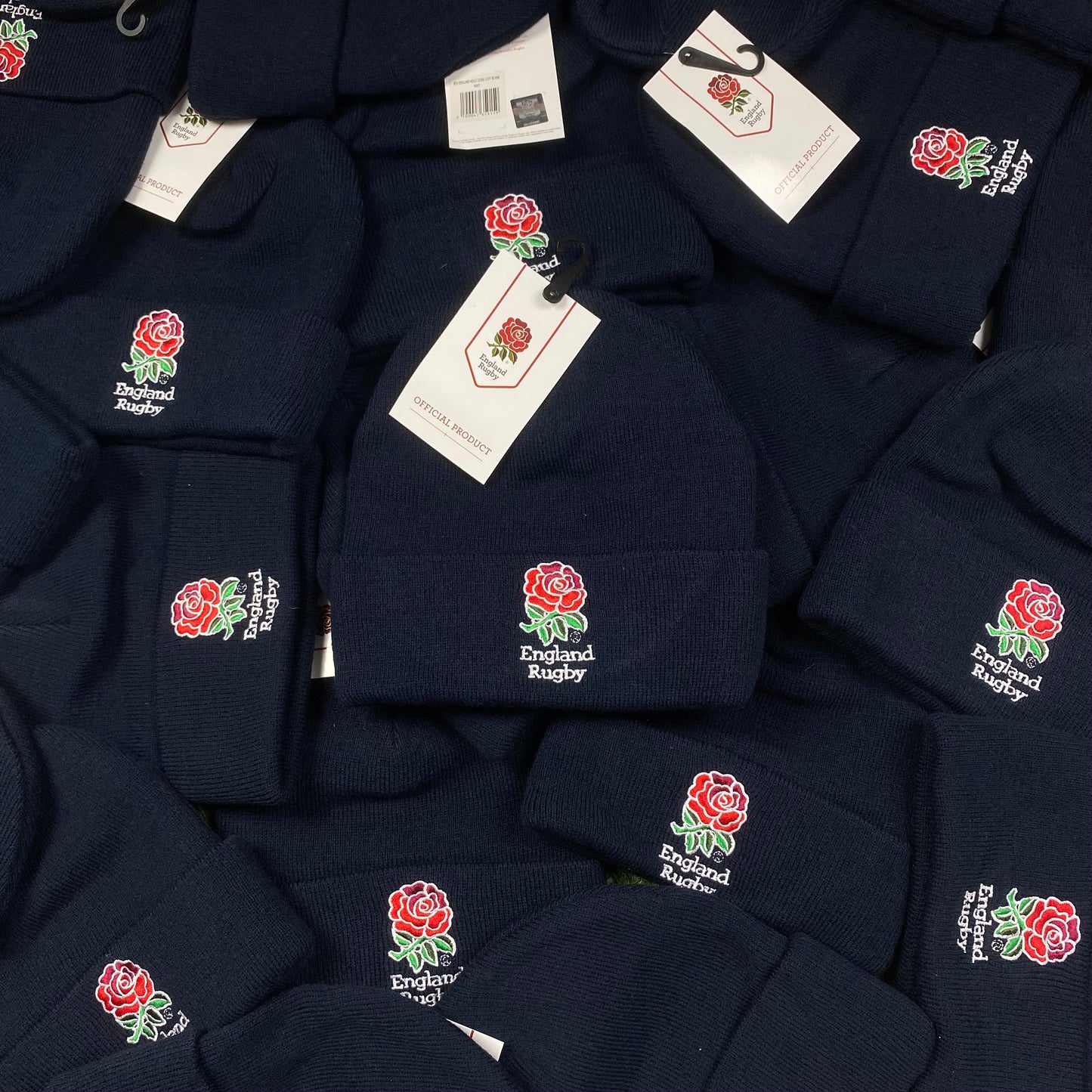 Retro 90s England Rugby Beanie Hat Blue