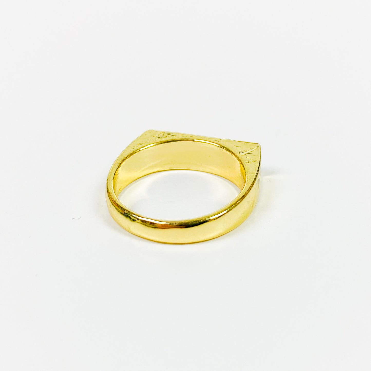 Vintage Block Signet Ring Gold Blue