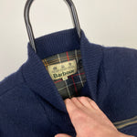 Vintage Barbour Wool 1/4 Zip Sweatshirt Blue XXL