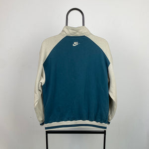 90s Nike 1/4 Zip Sweatshirt Blue Medium