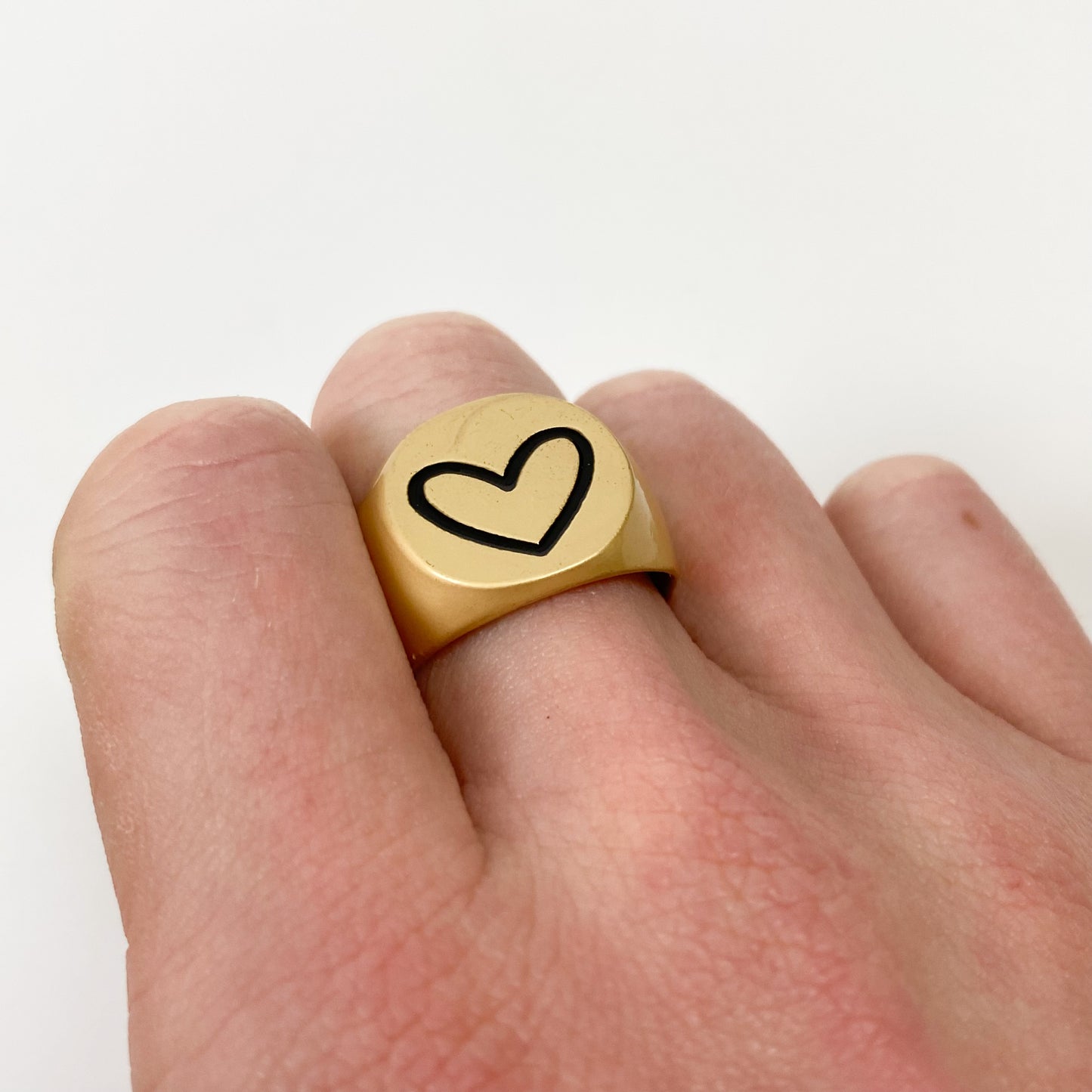 Vintage Heart Signet Ring Gold