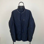 Vintage 90s Armani Jeans Coat Jacket Blue Small