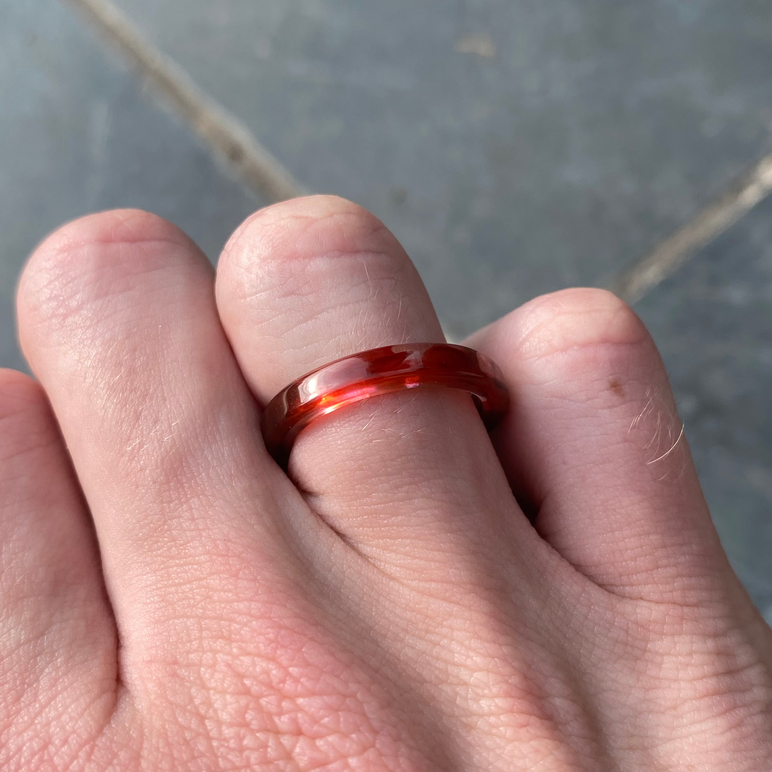 Retro Colour Block Ring Set Red